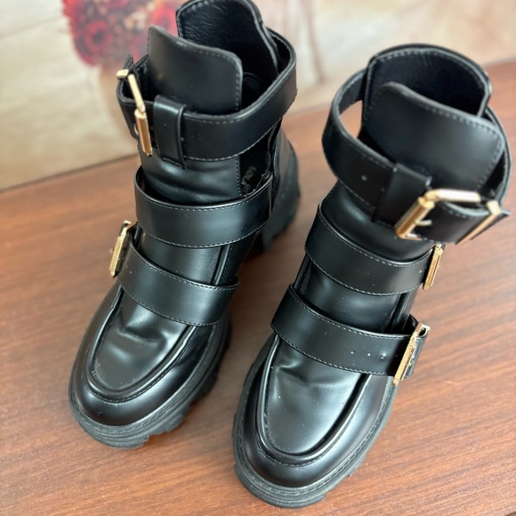 Lola Casademunt Buckle Anke Black Combat Boot - Picture 6 of 14